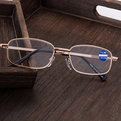 Light Blocking Reading Glasses Rectangle Lens Metal Glasses