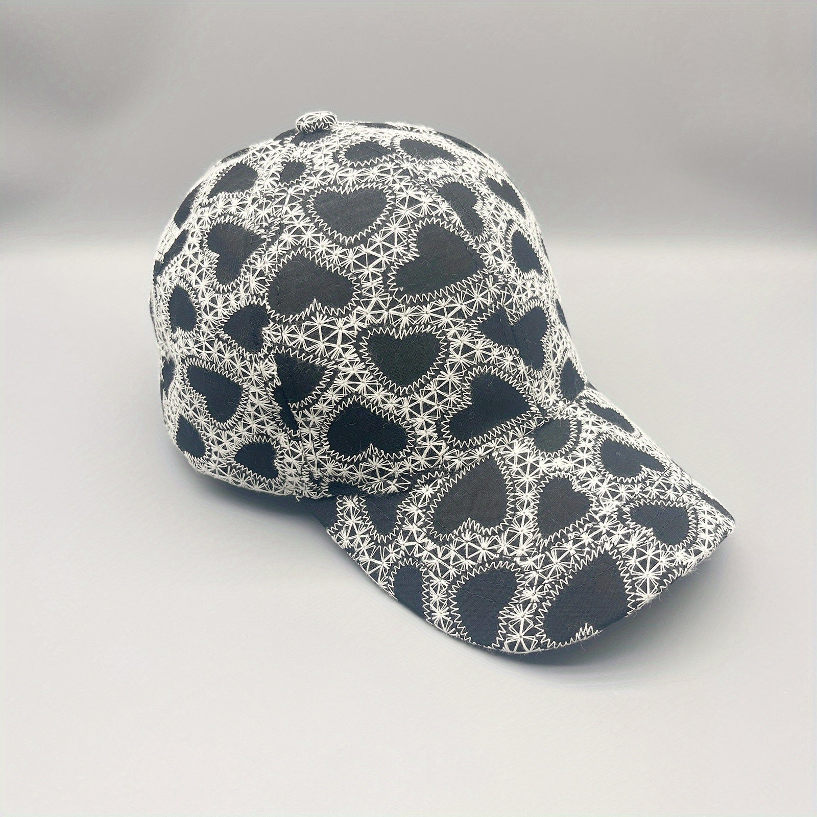 Geometric Embroidery Baseball Cap Heart Dot Pattern Dad Hats