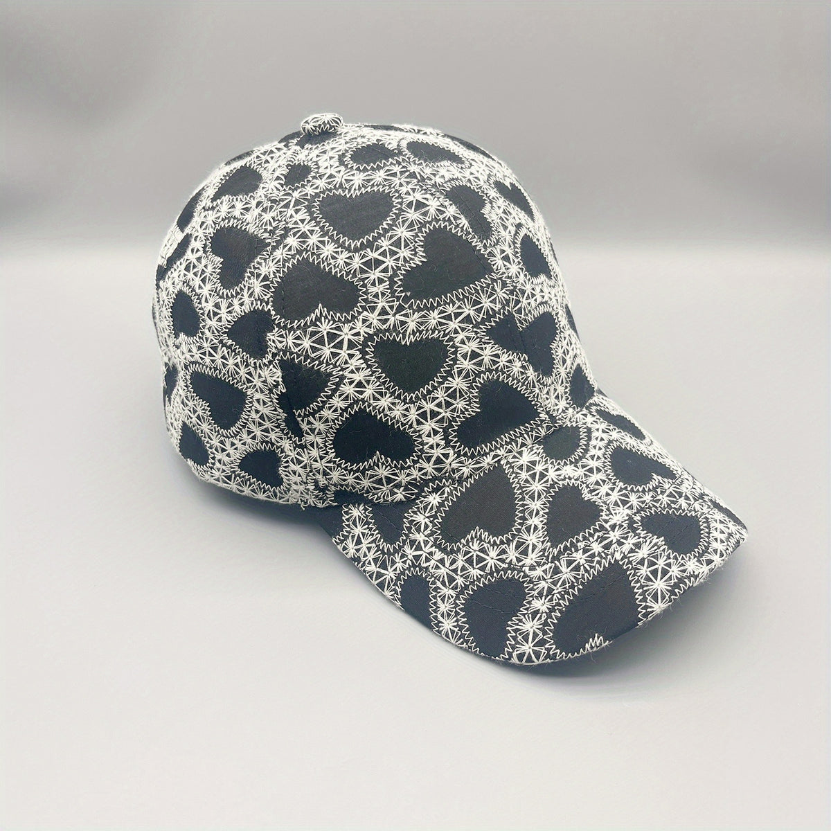Geometric Embroidery Baseball Cap Heart Dot Pattern Dad Hats