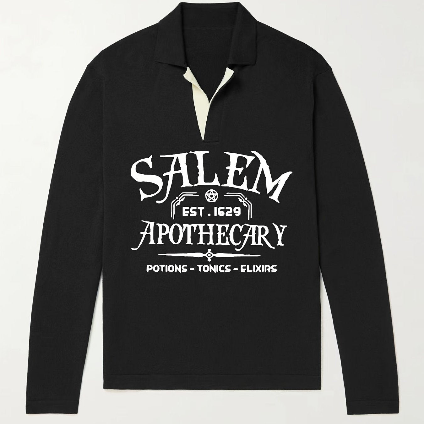 Retro Letter Pattern Knit Polo Sweater Men's Casual Lapel Pullover