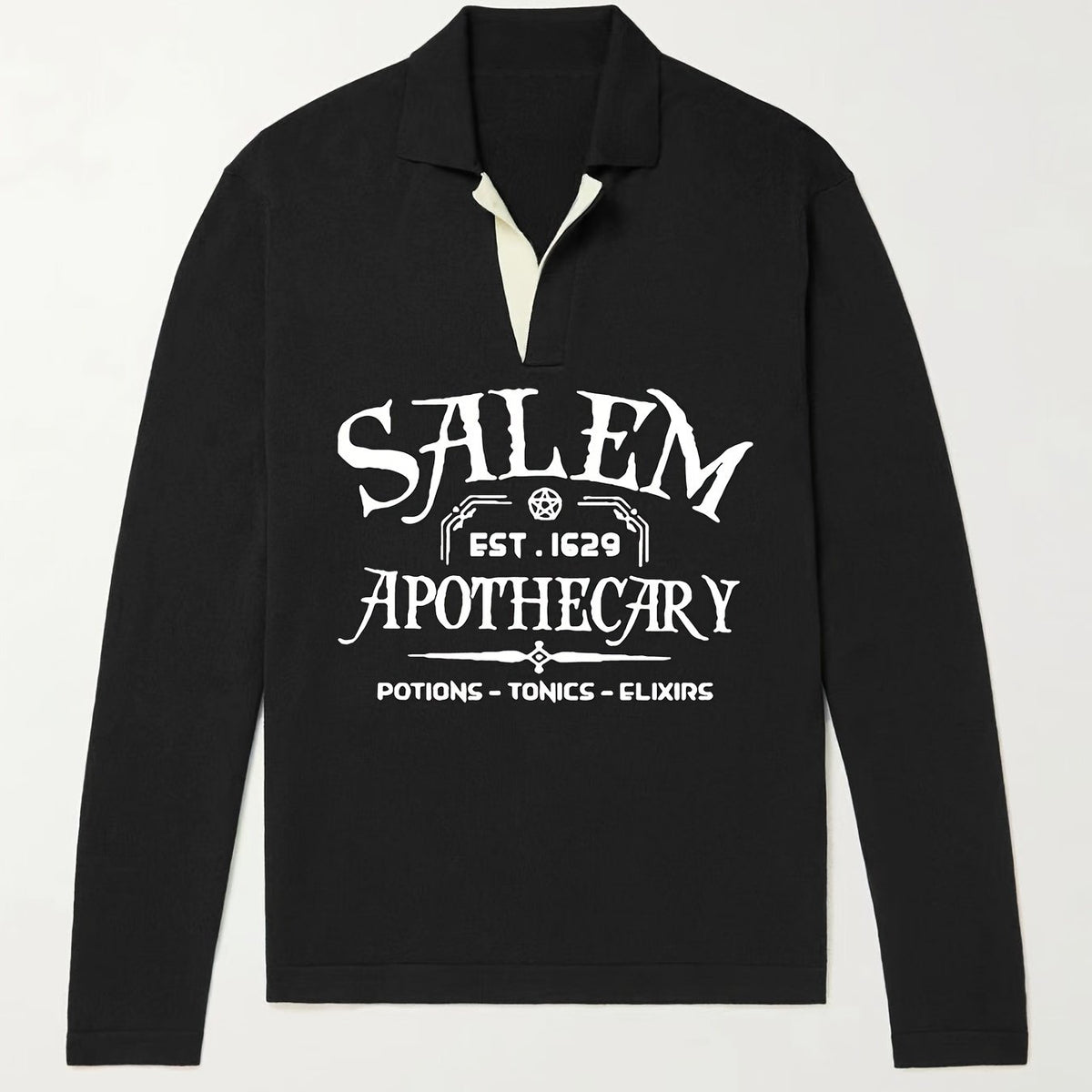 Retro Letter Pattern Knit Polo Sweater Men's Casual Lapel Pullover