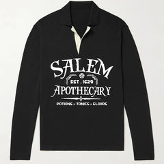Retro Letter Pattern Knit Polo Sweater Men's Casual Lapel Pullover