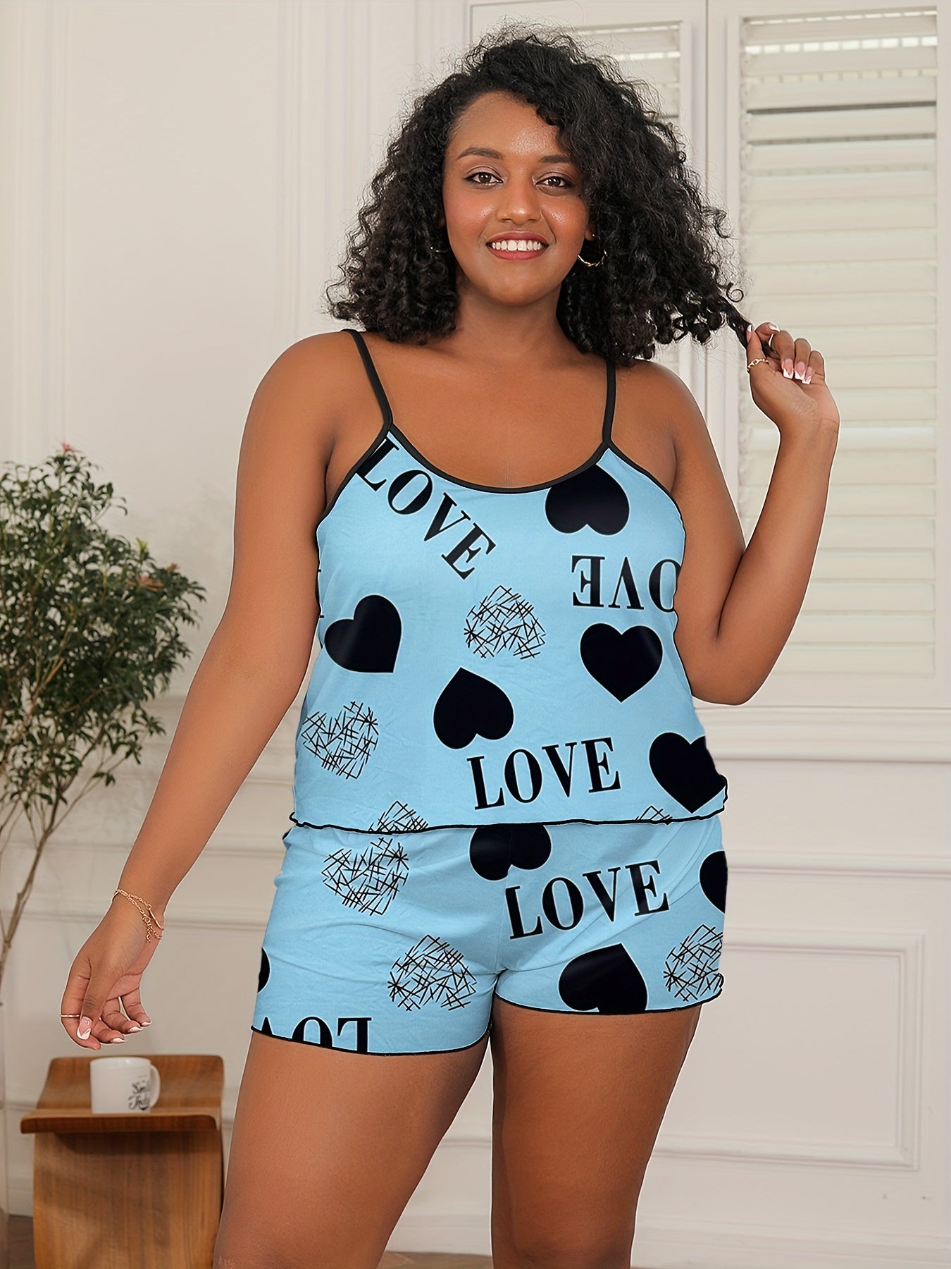  Women's Pajamas Set Cami Top & Shorts Loungewear 2pcs Set