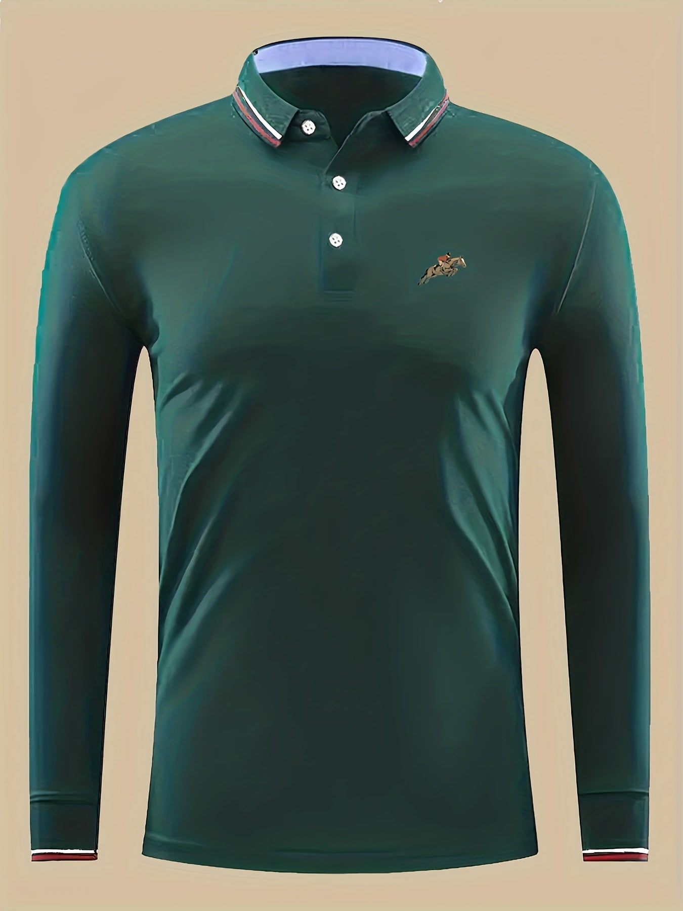 Men's Horse Riding Print Lightweight Polo Shirt