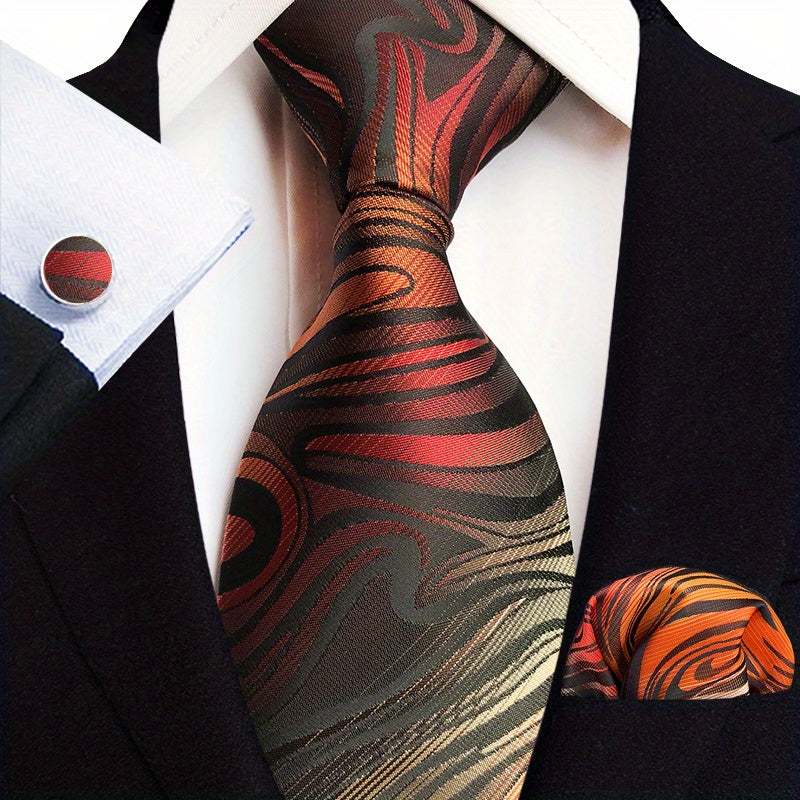 Men's Suit Tie Pocket Handkerchief Cuff Combo Paisley Gentleman Tie