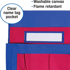 Canvas & Red Chair Pockets Chairback Buddy Pocket Chart Storage Bag
