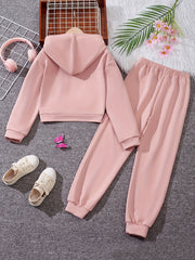 YORK Girl's 2pcs Hoodie & Sweatpants Set for Spring Fall