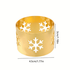 6pcs Snowflake Napkin Rings Cast Iron Polished Metal Carved Hollow