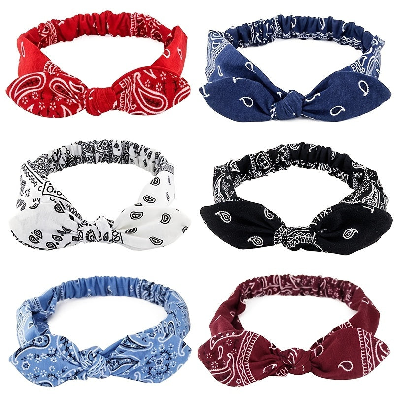 Women Suede Soft Print Headbands Vintage Cross Knot Hair Bands