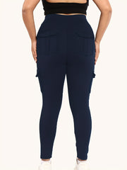  High Rise Skinny Fitness Leggings With Flap Pockets