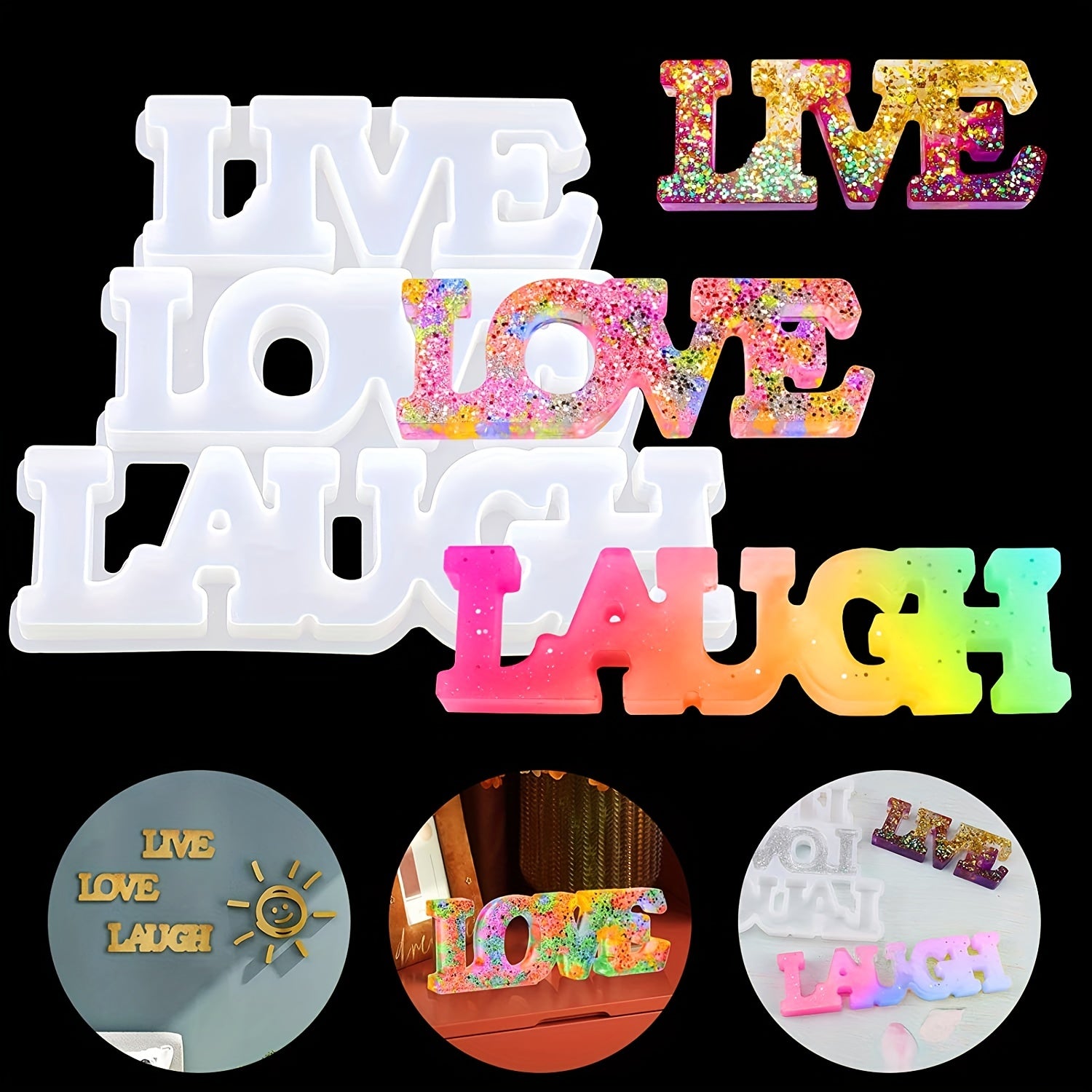 Love Silicone Resin Mold Live Love Laugh Epoxy Casting DIY Sign Craft Supplies