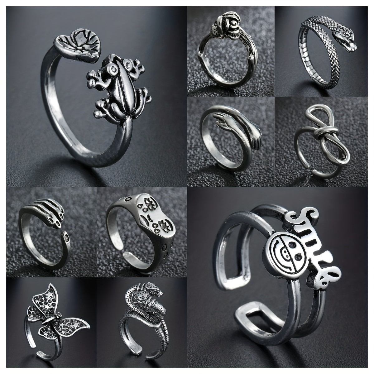 Men's Vintage Flower Snake Hug Ring Punk Metal Boho Party Jewelry