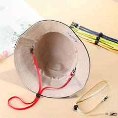 2pcs Fisherman Hat Windproof Rope Anti-falling Sun Hat Belt Cloth Lanyard