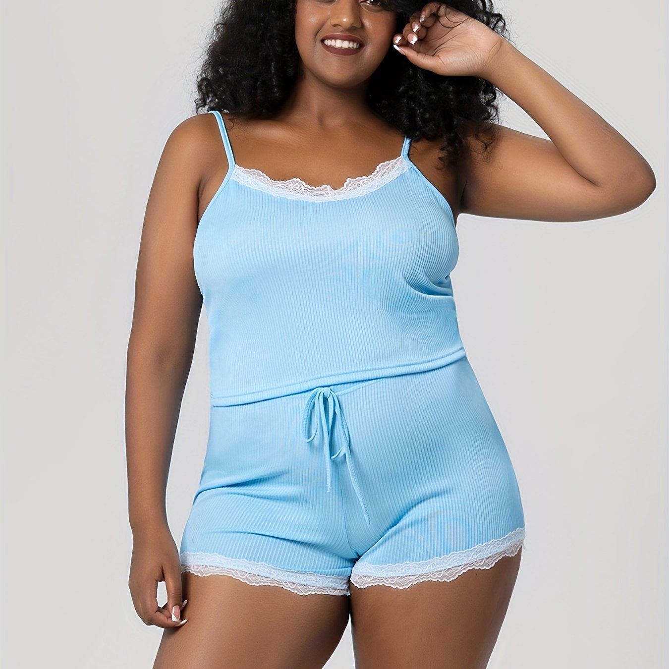  Ribbed Cami Top & Shorts Pajama Set
