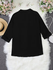  Long Sleeve Button Front Shirt Women's Plus Medium Stretch