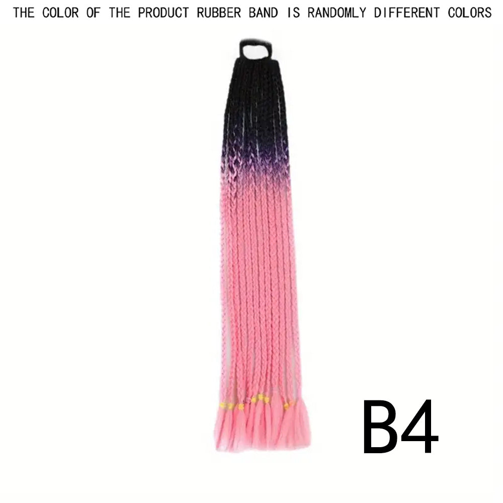 60 96 Cm Long Box Braided Ponytail Extensions Ombre Rainbow Colored
