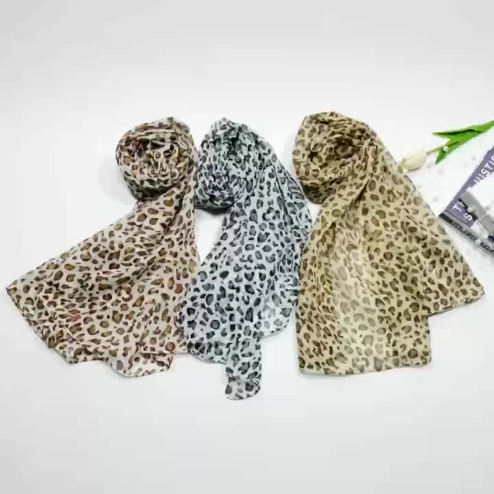 Leopard Print Scarf Thin Gauze Shawl Casual Sunscreen Head Wrap