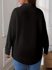 Solid Long Sleeve Button Up Workwear Shirt