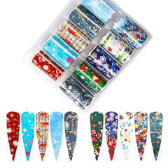 Halloween Christmas Nail Foil Sticker Pumpkin Ghost Bat Santa Snowflake Decals