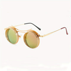 Men's Steampunk Round Frame Sunglasses Hollow Beach Glasses