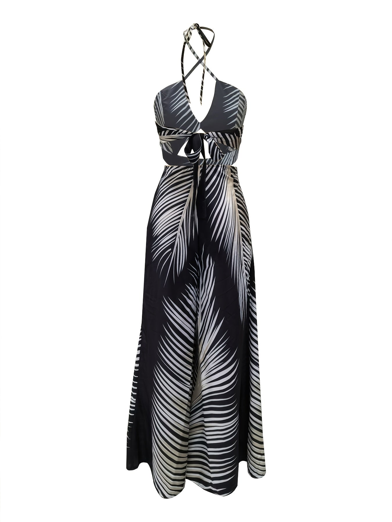 Tropical Print Cut Out Halter Boho Jumpsuit