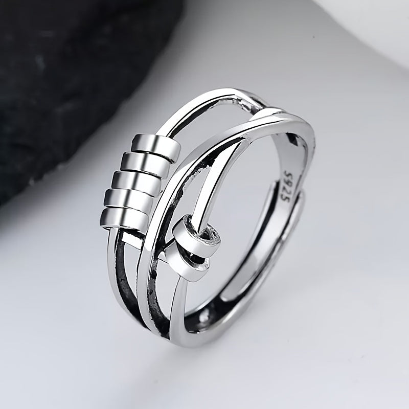 Adjustable Dainty Anxiety Ring with Bead for Stress Relief and Fidgeting