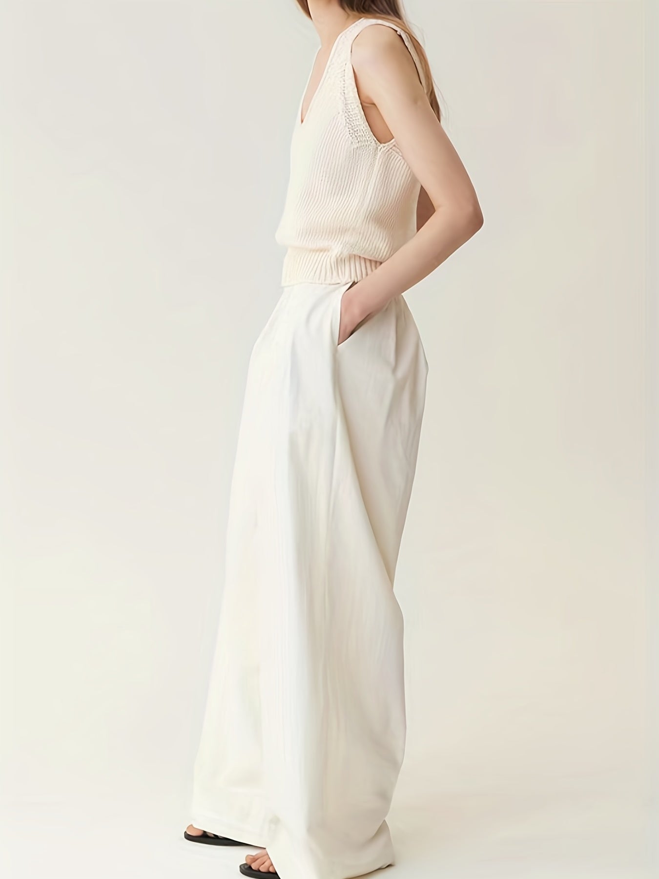  V Neck Sweater Vest Women's Basic Knitted Sleeveless Top