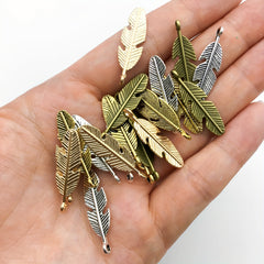 20pcs Zinc Alloy Feather Shape Charms Pendants for DIY Bracelet Necklace