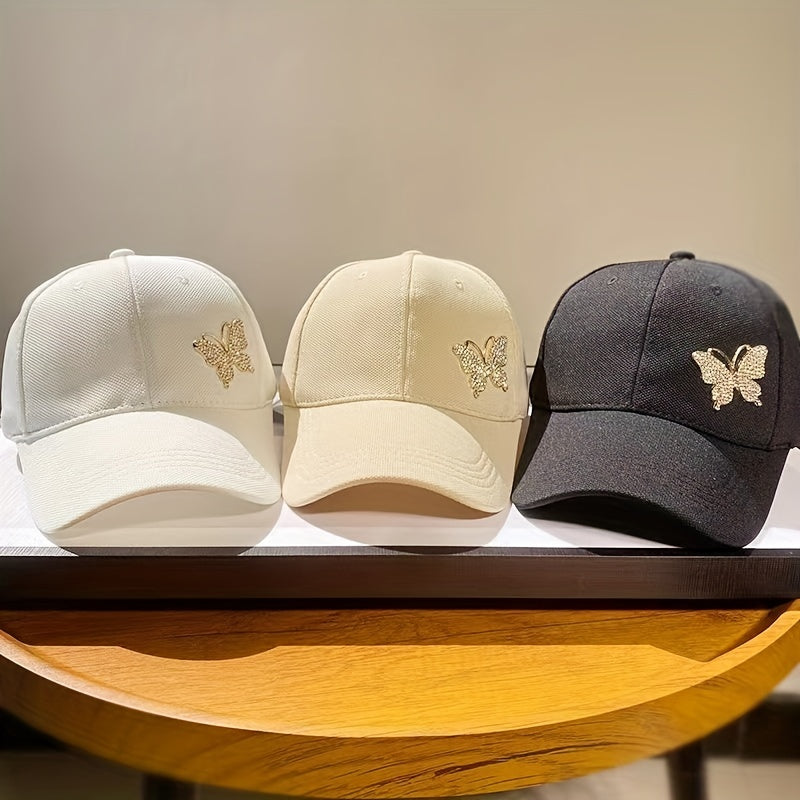 Butterfly Patch Baseball Cap Solid Casual Dad Hats Lightweight