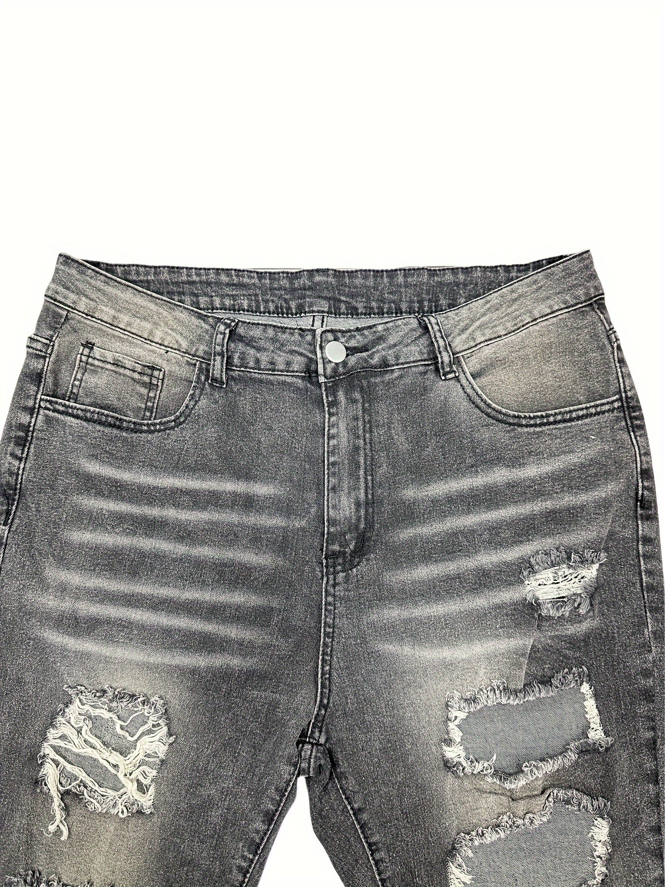  High Rise Skinny Jeans, Distressed Ripped, Button Fly