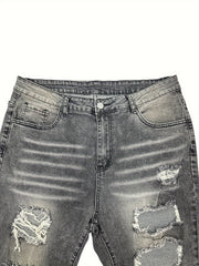  High Rise Skinny Jeans, Distressed Ripped, Button Fly