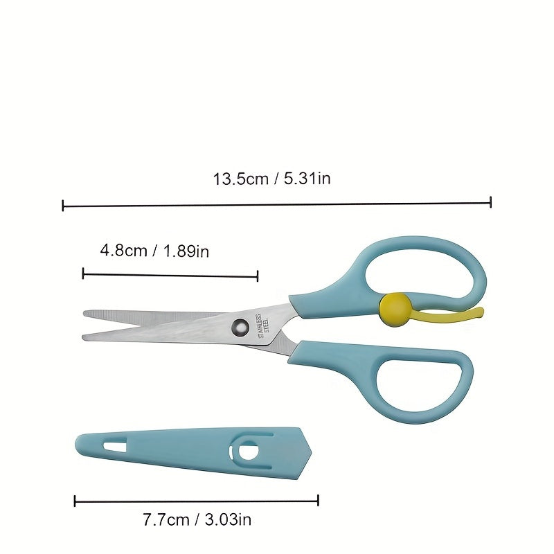 2pcs Stainless Steel Scissors With Cover - Ideal for School, Office, Home
