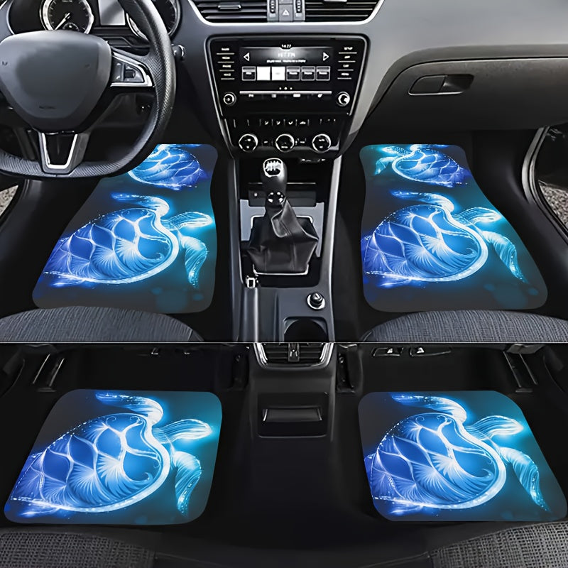 4pcs Luminous Turtle Pattern Car Floor Mats Non-slip Stain Resistant