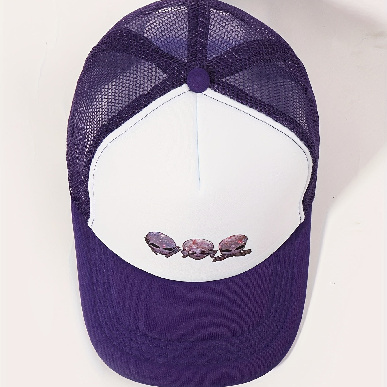 Purple Alien Trucker Hat Baseball Cap Mesh Sunshade Dad Hat