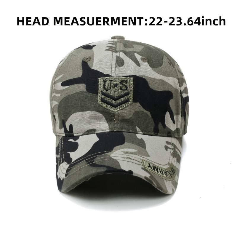 Men's Camo Baseball Cap Embroidered Sun Hat UV Protection Military Cap