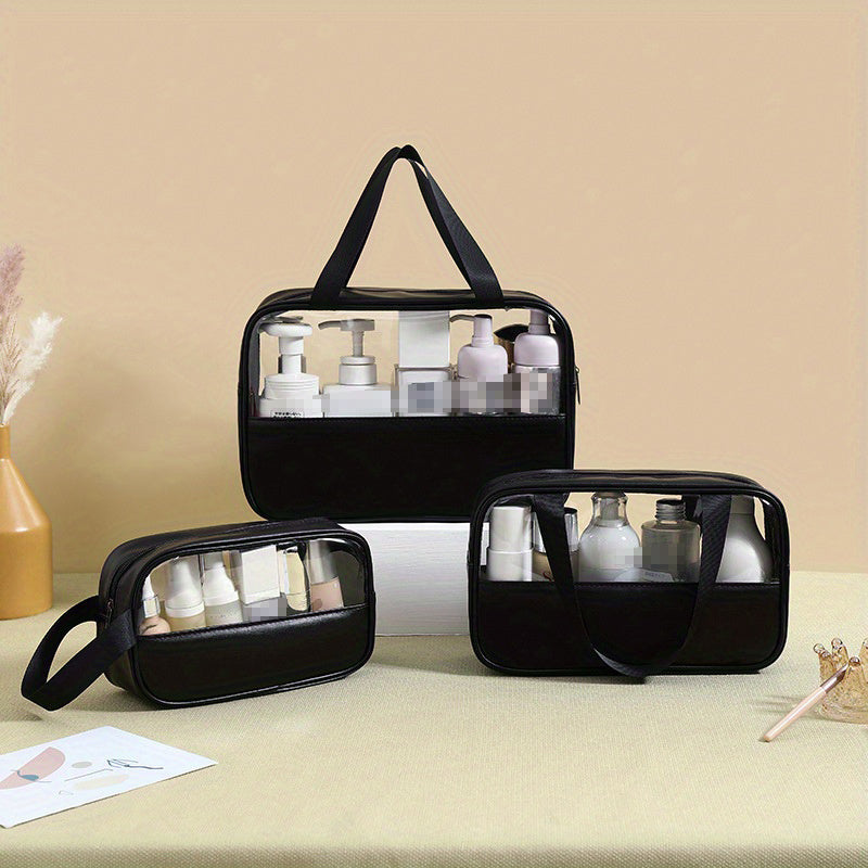 3pcs Set Portable Transparent Cosmetics Bag Waterproof Toiletry Bag