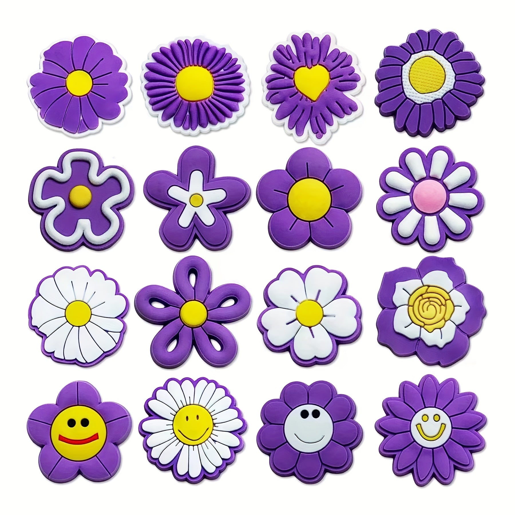 16pcs Pink Daisy Flower Shoe Charms Clogs Sandals Unisex Kids