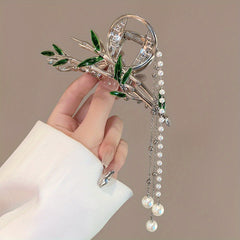 Chinese Style Bamboo Shape Hair Claw with Tassel Hair Clip