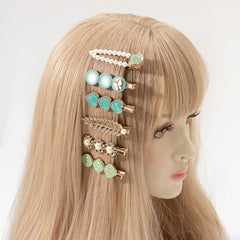 6pcs Multicolor Faux Pearl Flower Hairclip Barrette Set