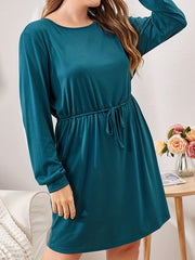  Lounge Dress Women's Plus Solid Long Sleeve Drawstring...