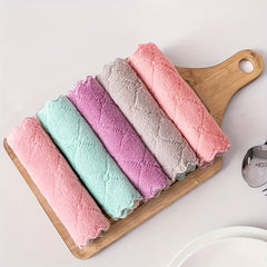 10pcs Microfiber Dishwashing Towels Absorbent Cleaning Rags Kitchen Supplies