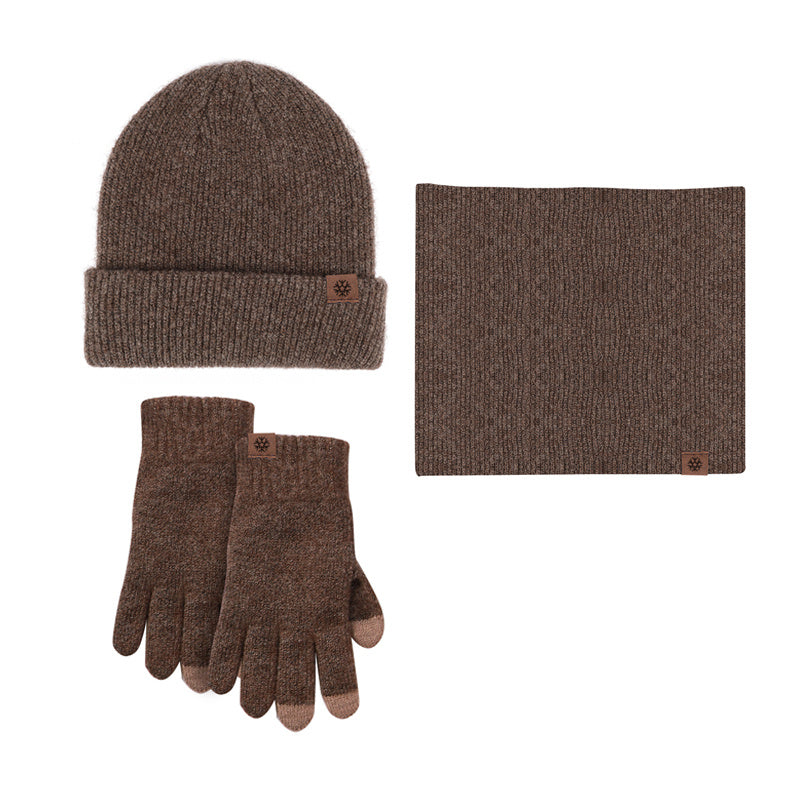 Winter Beanie Scarf Gloves Set Knitted Touch Screen Halter Gloves