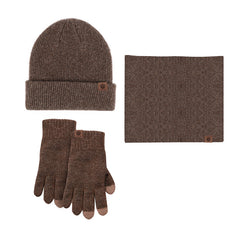 Winter Beanie Scarf Gloves Set Knitted Touch Screen Halter Gloves