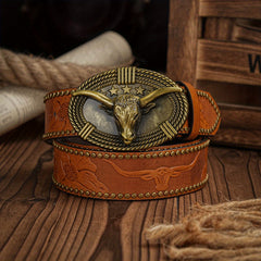 Vintage Pattern Buckle PU Leather Belt For Men