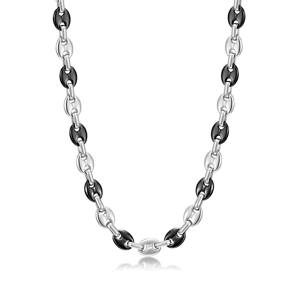 Men Stainless Steel Coffee Bean Necklace 22in Long Golden Steel
