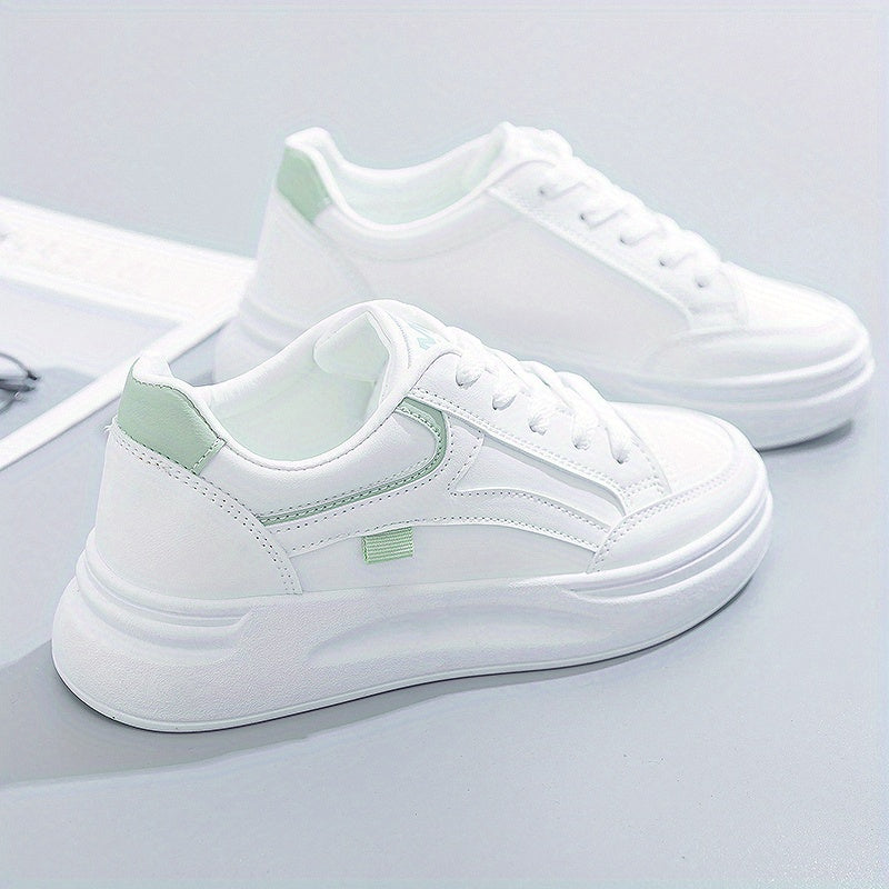 Women Round Toe Flat Sneakers Lace Up Low Top Board Shoes