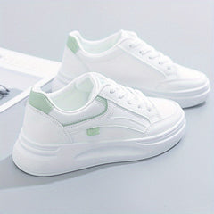 Women Round Toe Flat Sneakers Lace Up Low Top Board Shoes