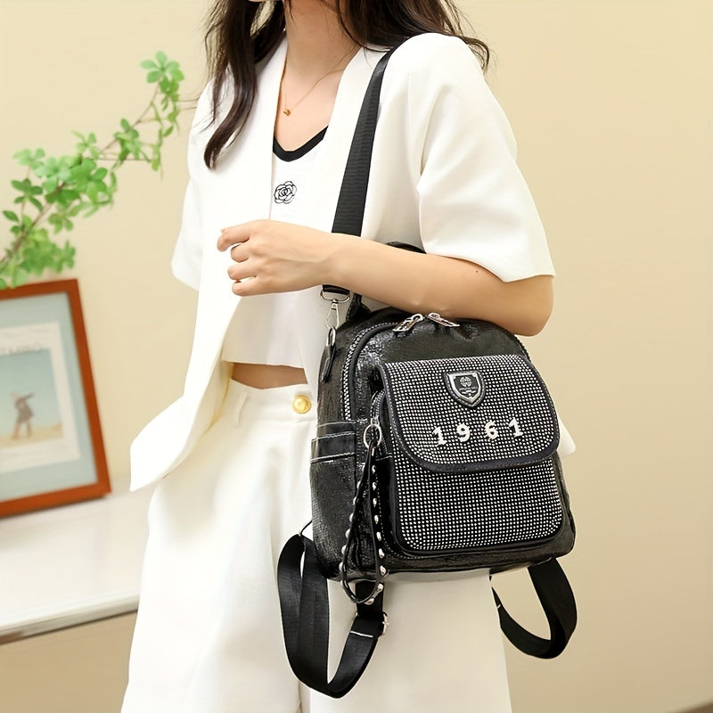 Y2K Rhinestone Backpack Purse Studded Crossbody Bag for Women