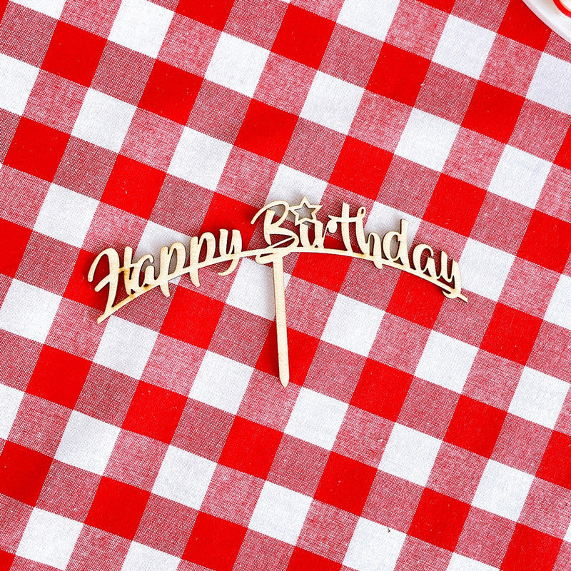 Wooden Cake Decor Party Tassel Stand Cake Sticker
