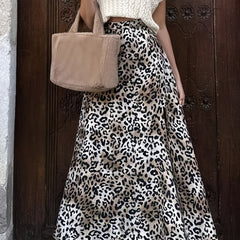  Skirt Women's Plus Tie Dye & Leopard Print High Rise Maxi A line